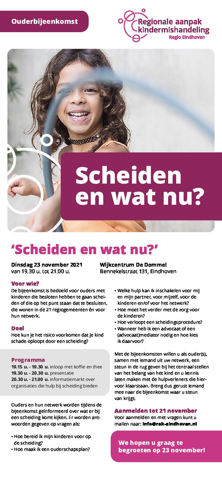 Ouderbijeenkomst ‘Scheiden, en wat nu?’